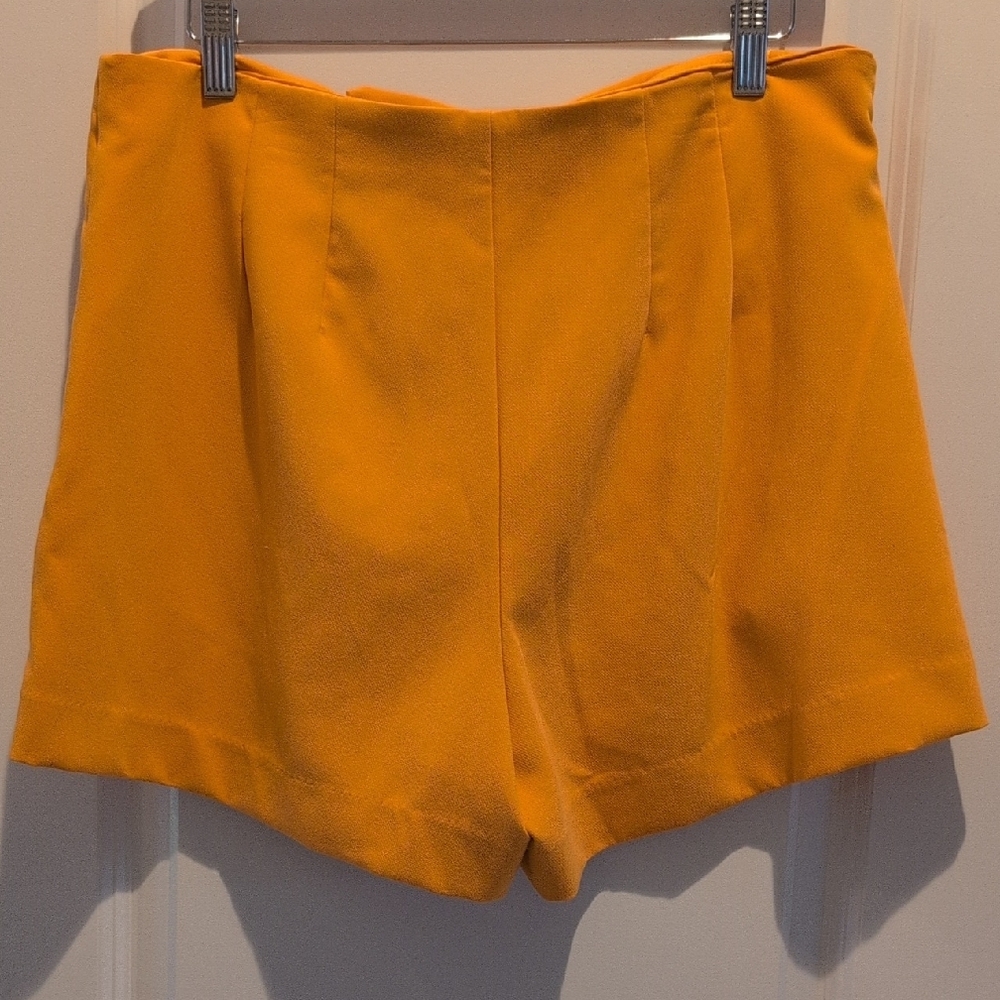 a new day Bright Orange Pleated Front Women's Shorts - Picture 6 of 6